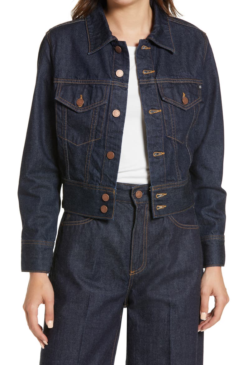 Jemma Dark Wash Denim Jacket, Main, color, JURISDICTION