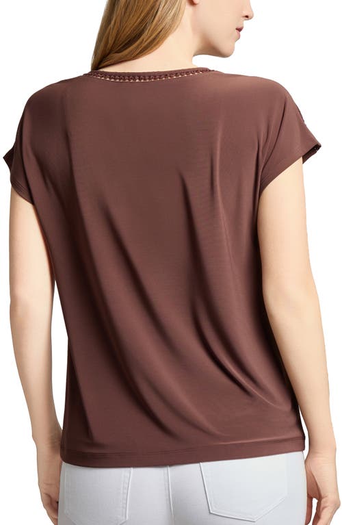 Jones New York Trim Detail Stretch Top In Brown