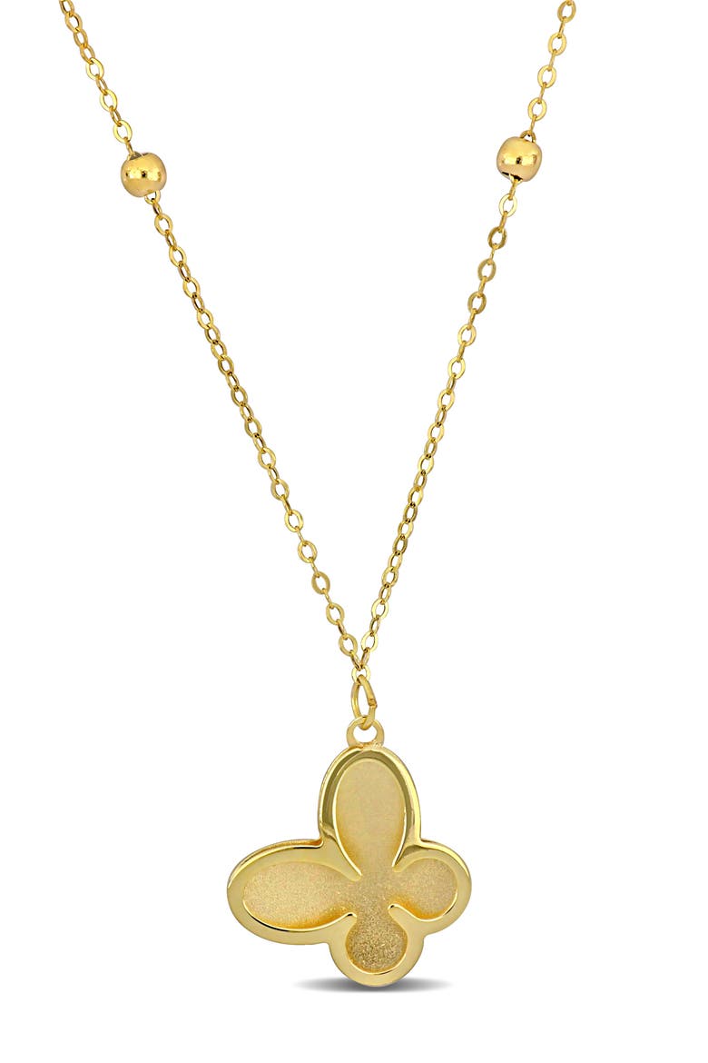 14K Yellow Gold Butterfly Pendant Necklace, Main, color, GOLD