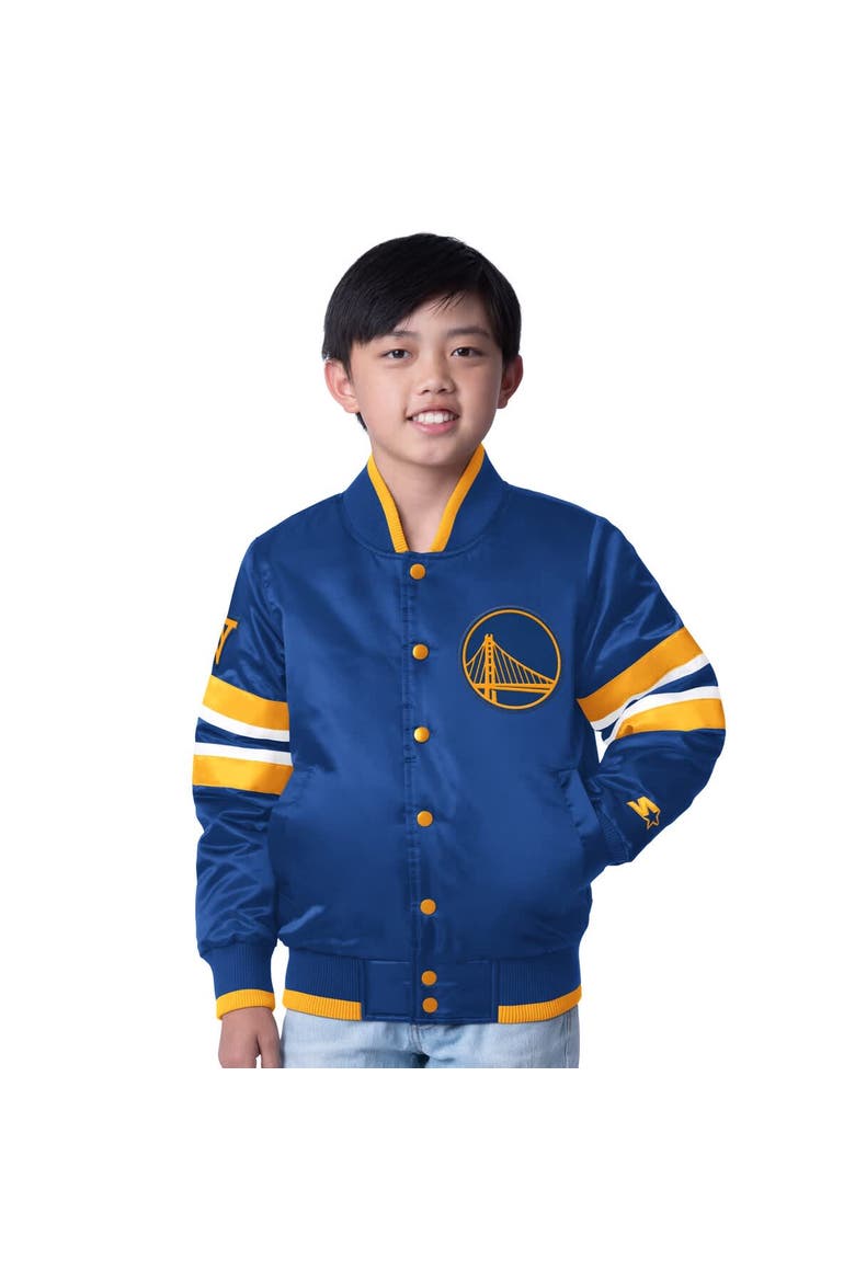 Youth Starter Royal Golden State Warriors Scout Varsity Full-Snap Jacket, Main, color, Royal