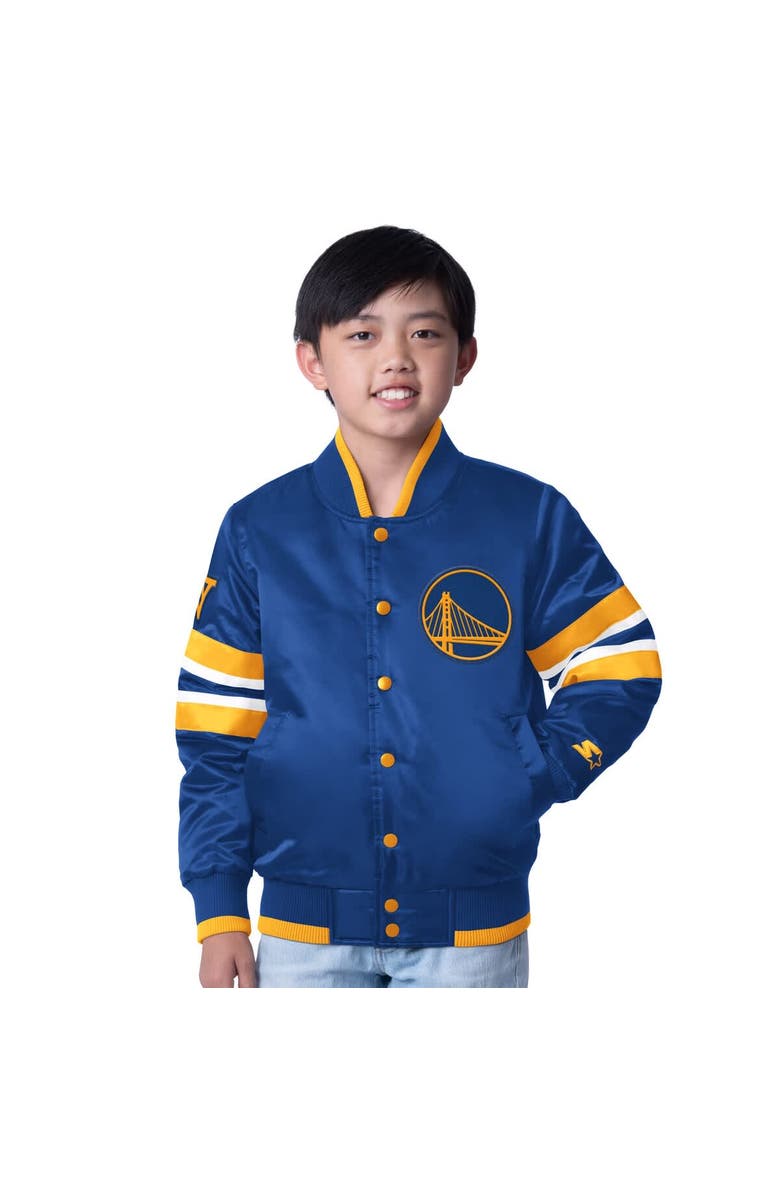 STARTER Youth Starter Royal Golden State Warriors Scout Varsity Full-Snap Jacket, Main, color, Royal