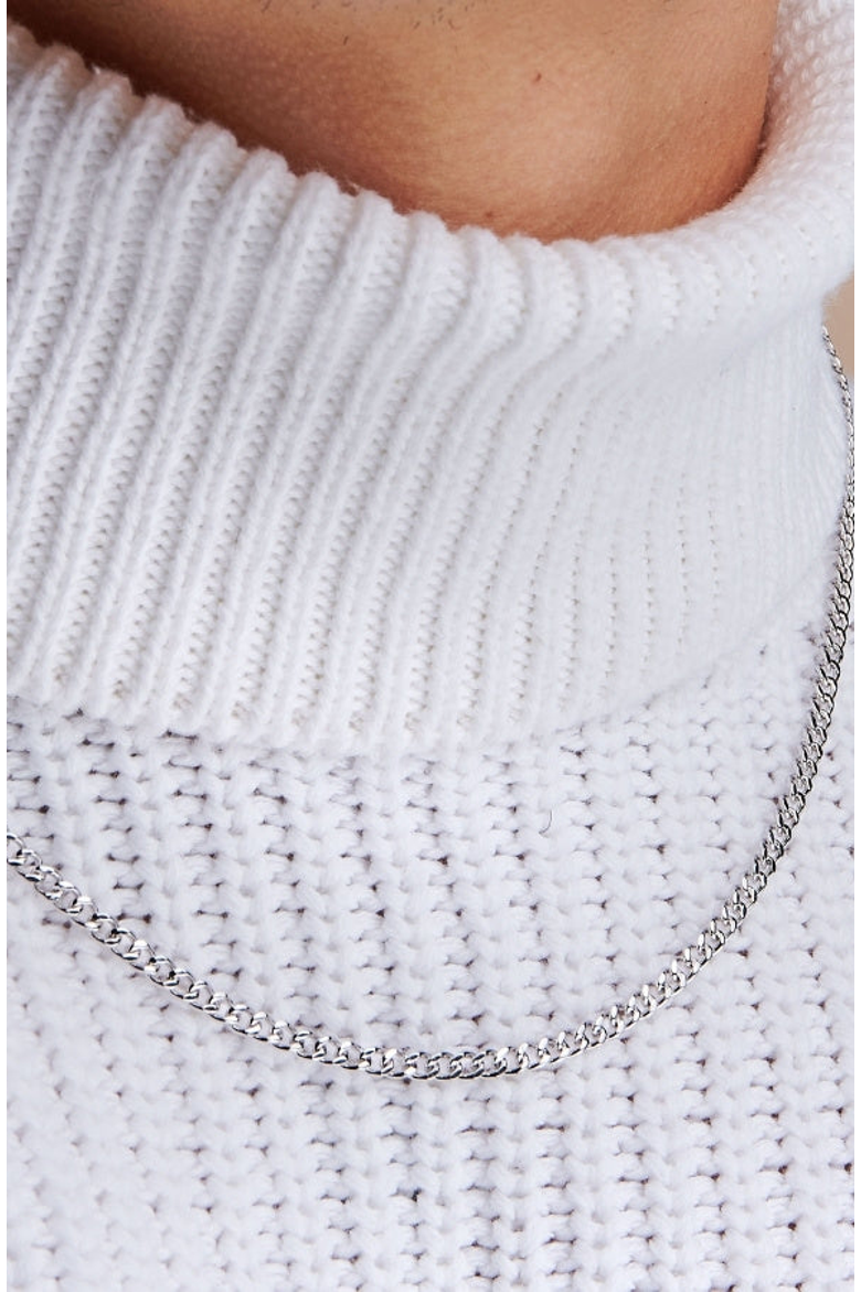 Flat Curb Chain Necklace, Alternate, color, Silver