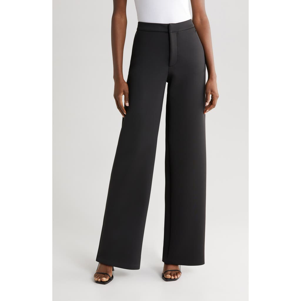 Good American Scuba Wide Leg Trousers In Black