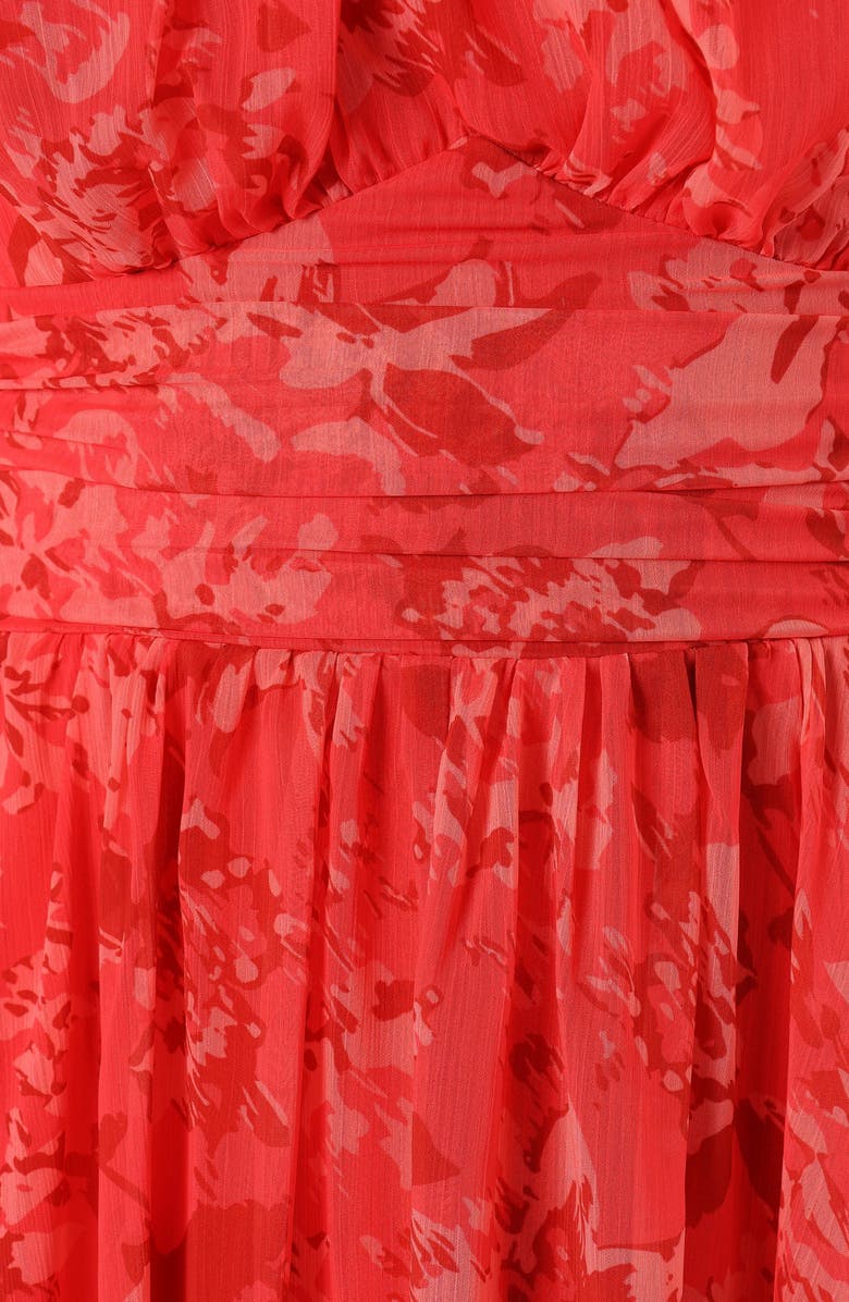 Petal & Pup Primrose Floral Chiffon Halter Maxi Dress, Alternate, color, Red Floral