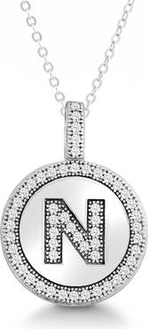 SIMONA Sterling Silver & Cubic Zirconia Micro Pavé Circle Initial Pendant Necklace