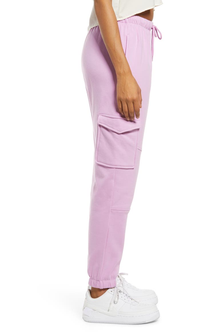 Tie Waist Cargo Sweatpants, Alternate, color, PURPLE TULIP