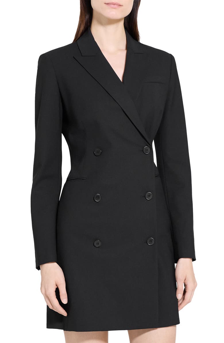 Theory Double Breasted Stretch Wool Blazer Dress, Alternate, color, 