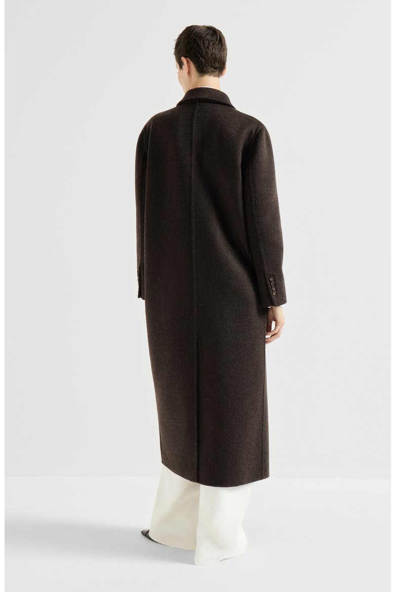 Hand-crafted coat in cashmere double beaver cloth with monili, Alternate, color, Brown