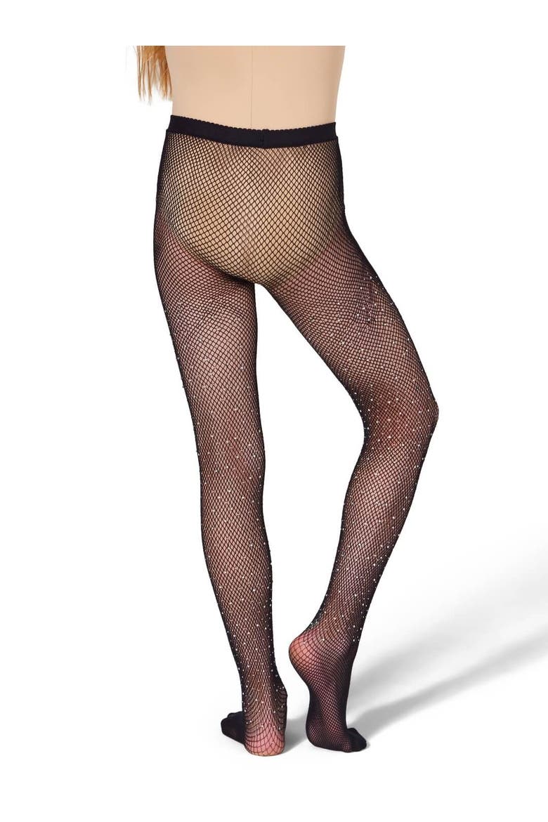 All-Over Rhinestone Fishnet Tight, Alternate, color, black
