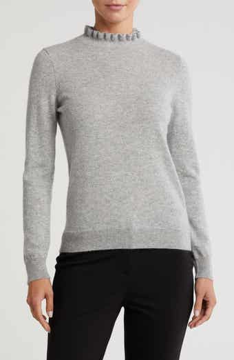 Sofia Cashmere Ruffle Mock Neck Cashmere Sweater