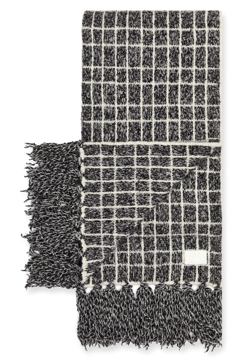 Lindsey Check Bouclé Knit Scarf, Alternate, color, CHARCOAL
