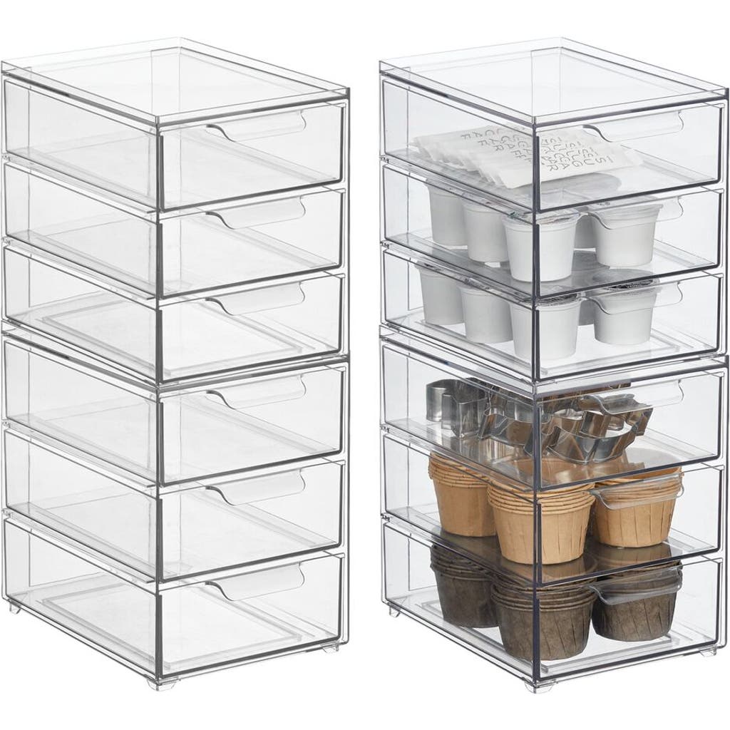 Mdesign 3-drawer Stackable Organizer For Kitchen Or Pantry In Transparent