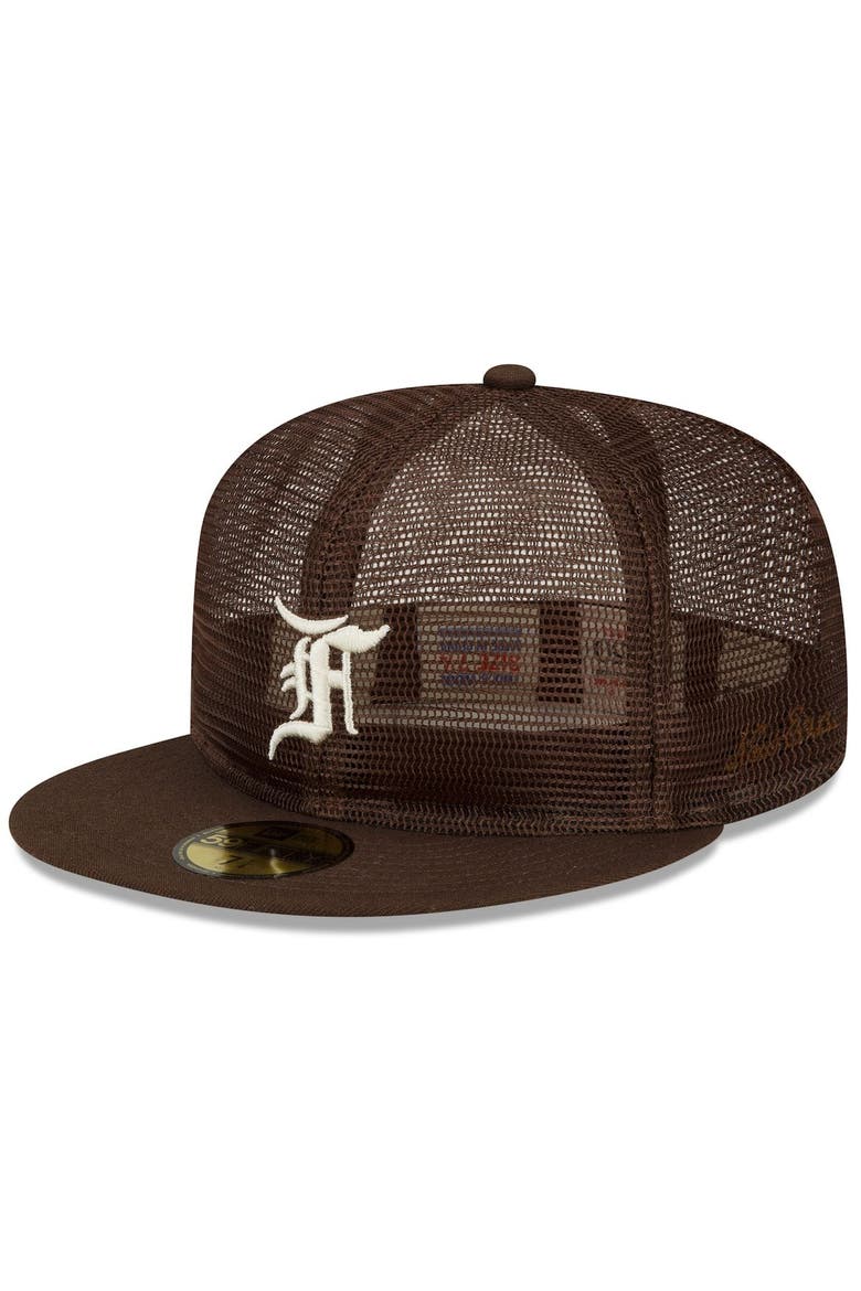 Men's New Era x Fear of God Brown Mesh 59FIFTY Fitted Hat (Men