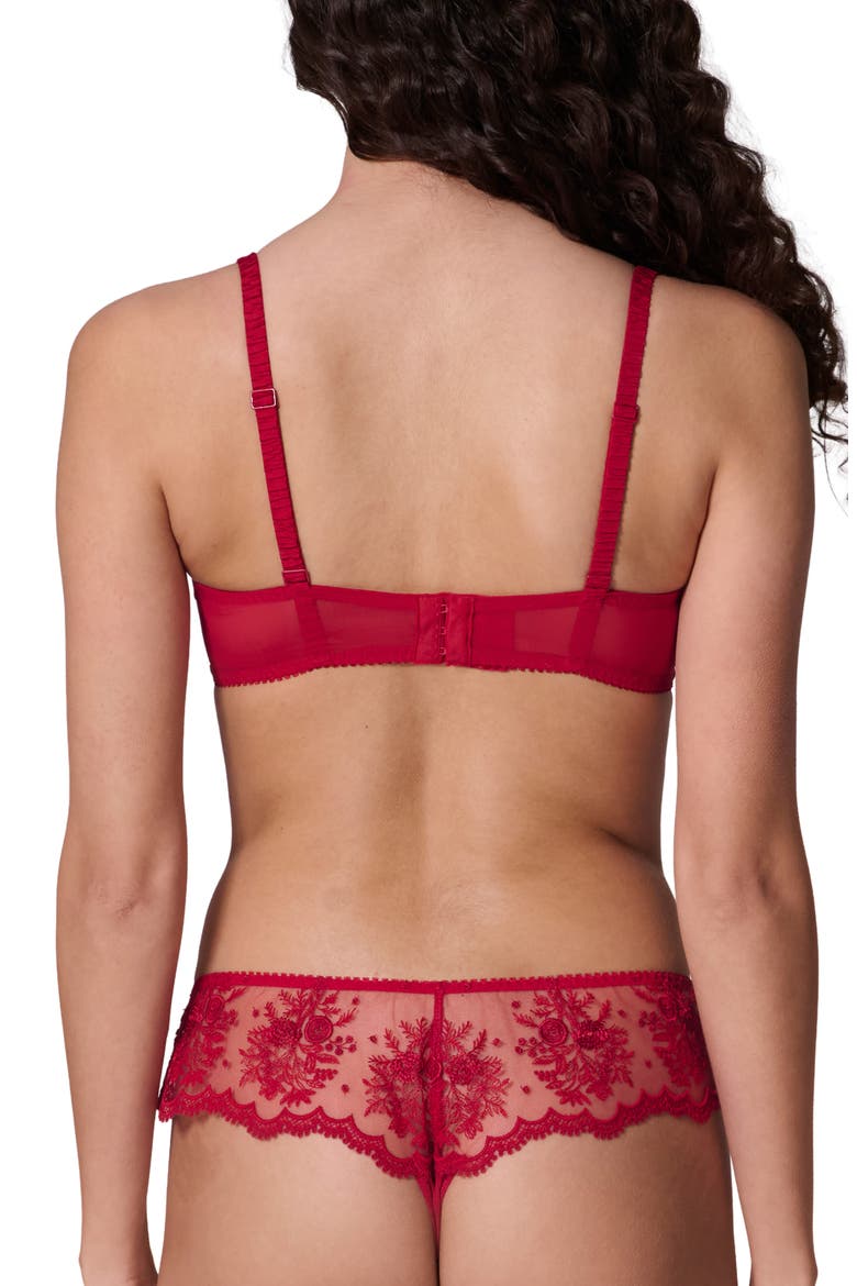 Intrigue Sheer Underwire Demi Bra, Alternate, color, OPERA RED