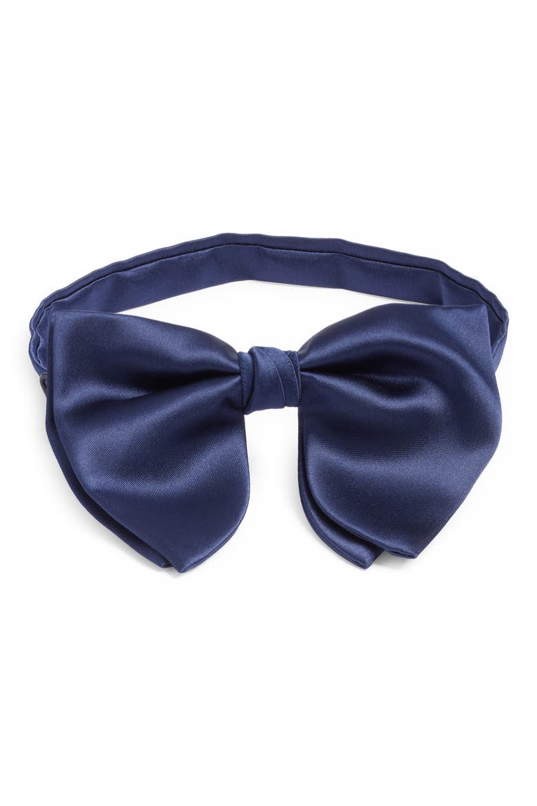 Navy Silk Butterfly Bow Tie, Main, color, BLUE