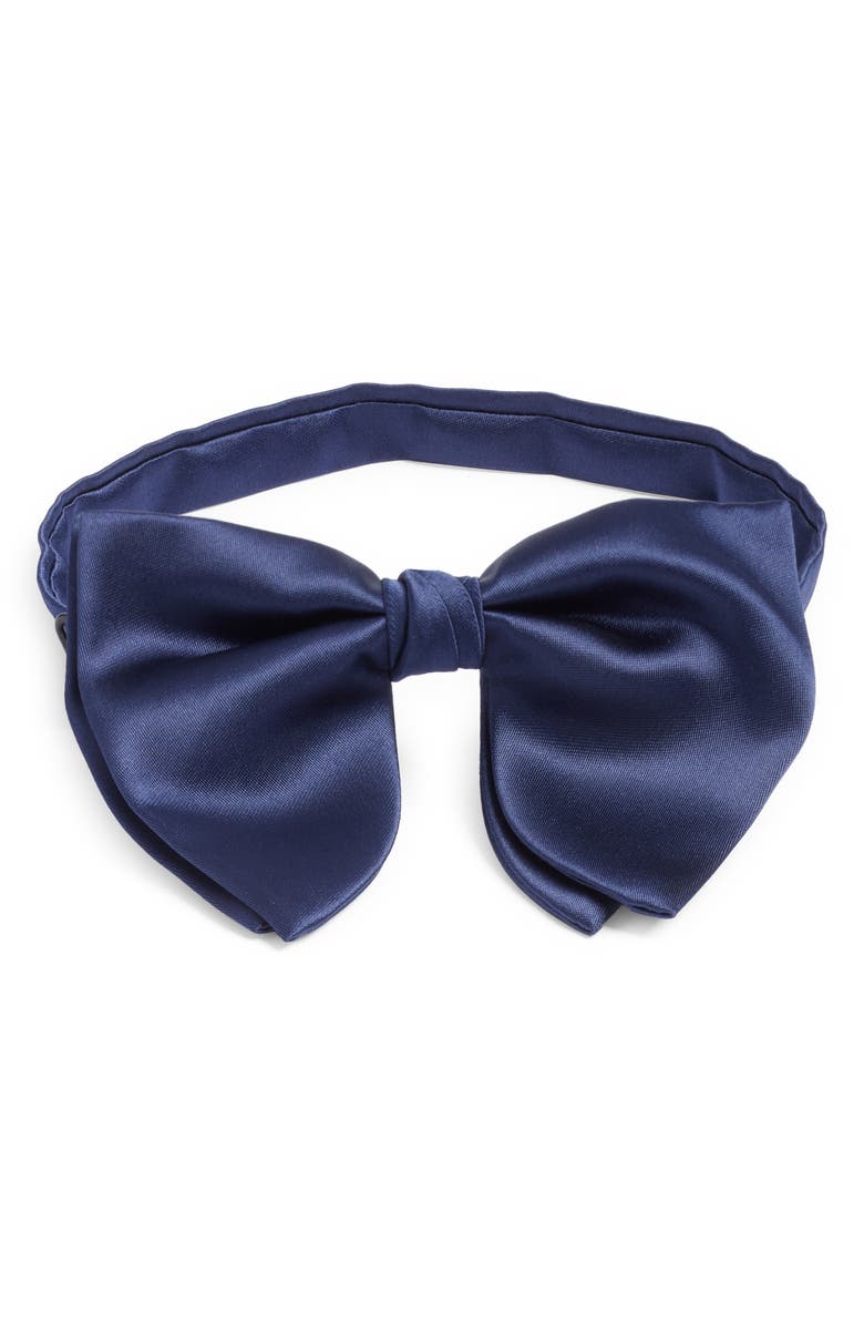 CLIFTON WILSON Navy Silk Butterfly Bow Tie, Main, color, Blue