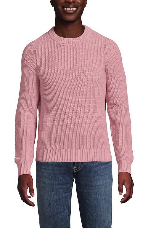 Lands' End Drifter Cotton Crewneck Sweater In Pink