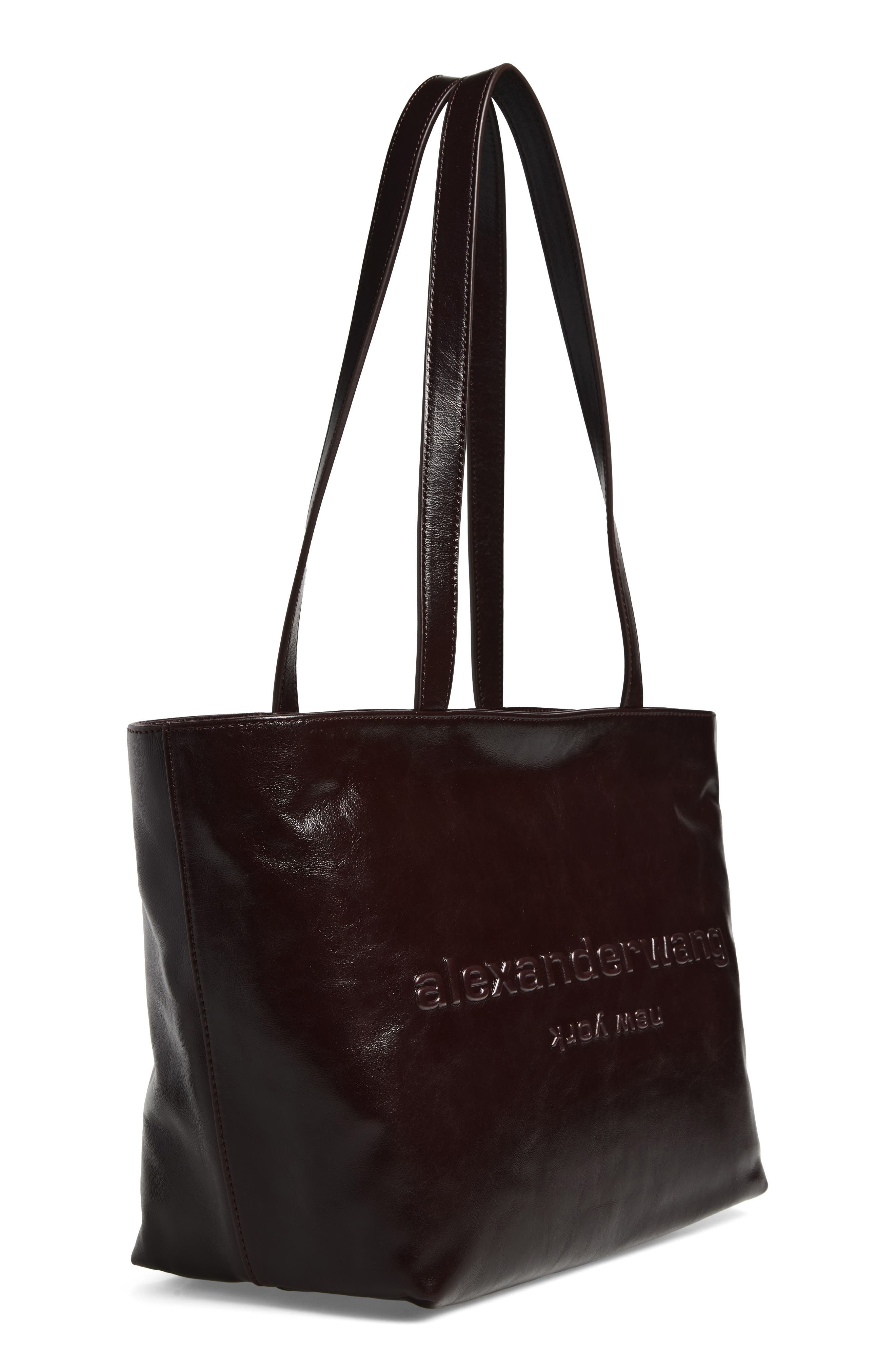 Medium Punch Leather Tote Bag, Alternate, color, OXBLOOD
