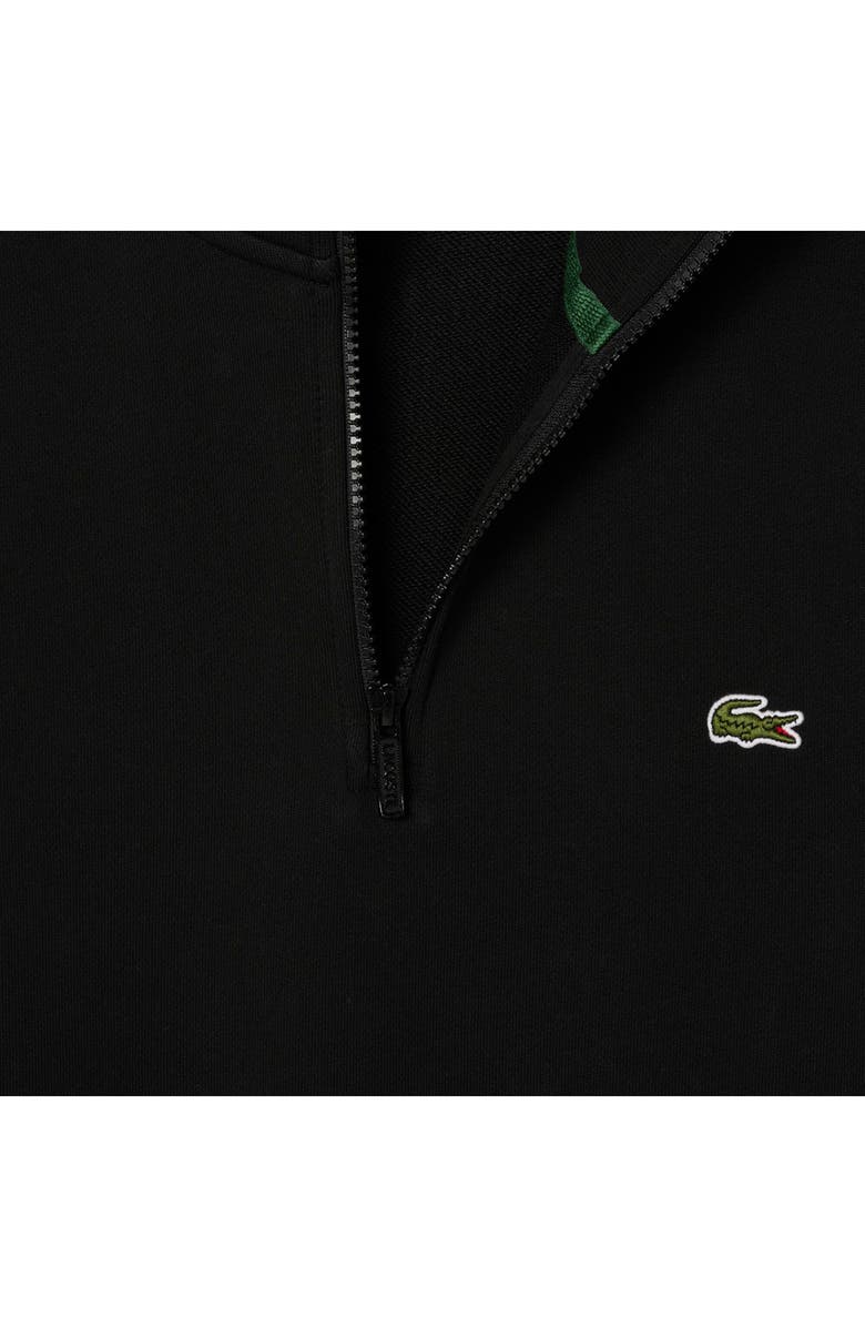 Lacoste Cotton Fleece Half Zip Pullover, Alternate, color, Black