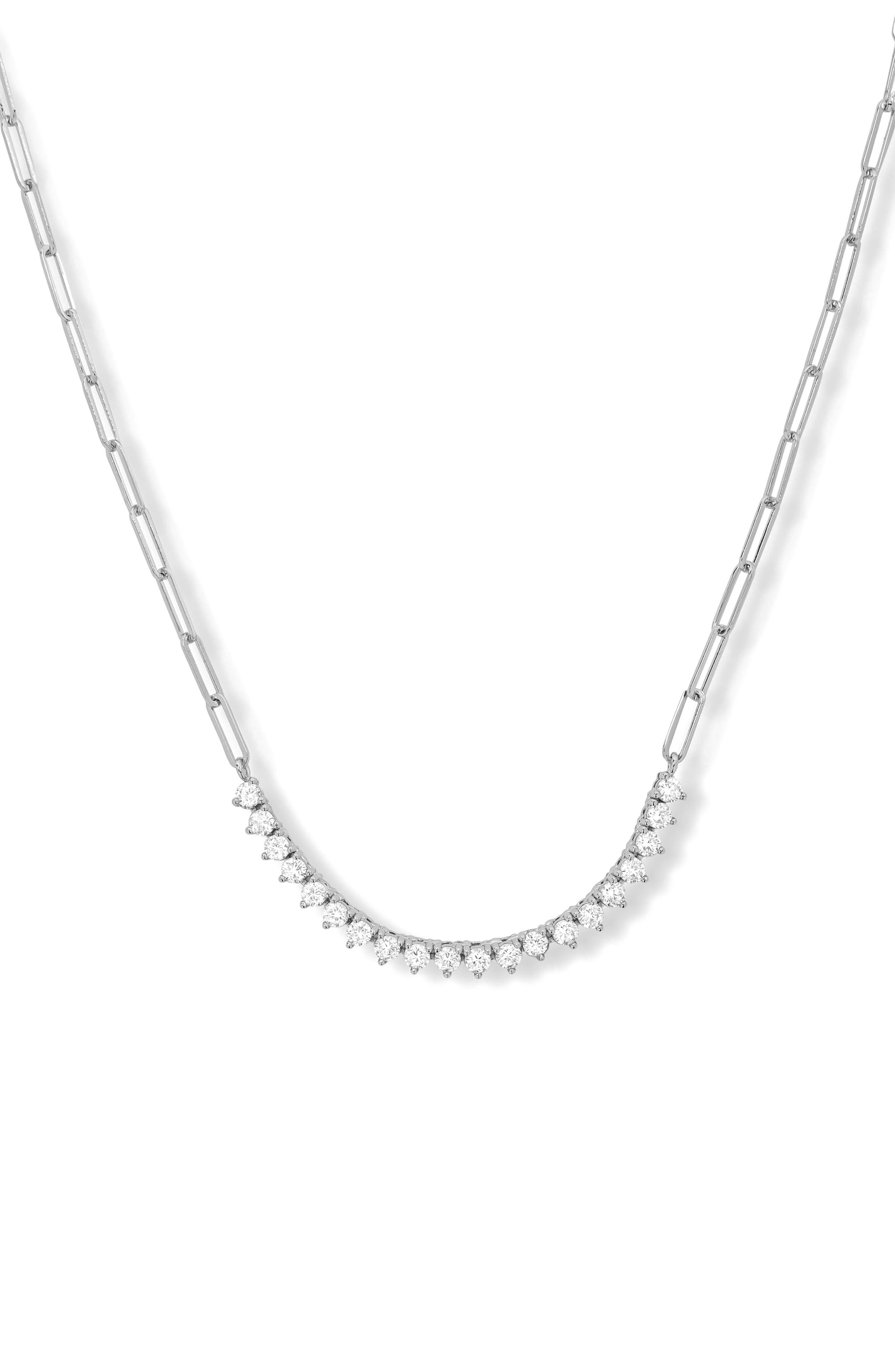 Melinda Maria Not Your Basic Cubic Zirconia Necklace in Silver-White 