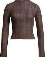 Open Edit Open Stitch Linen Blend Mock Neck Sweater