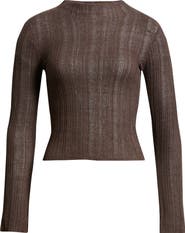 Open Edit Open Stitch Linen Blend Mock Neck Sweater