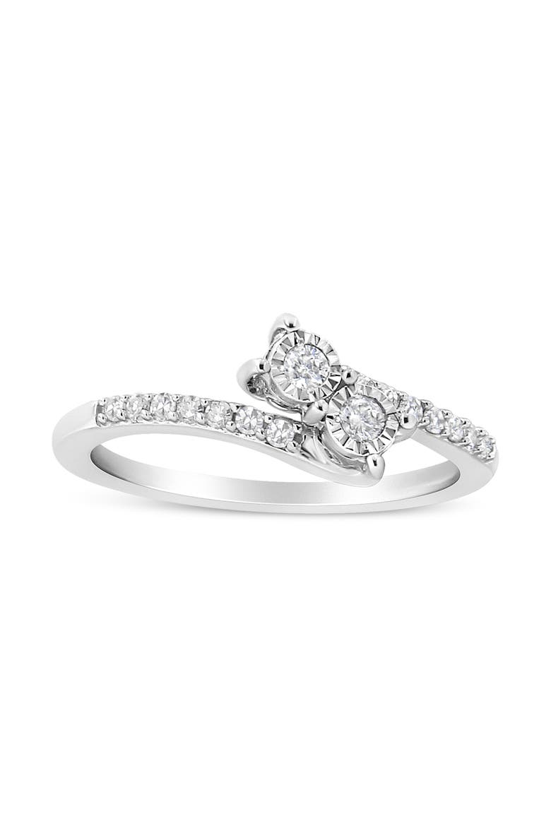 10K White Gold 1/4 Cttw Miracle Set Diamond Two-Stone Ring, Main, color, White