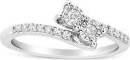 Haus of Brilliance 10K White Gold 1/4 Cttw Miracle Set Diamond Two-Stone Ring