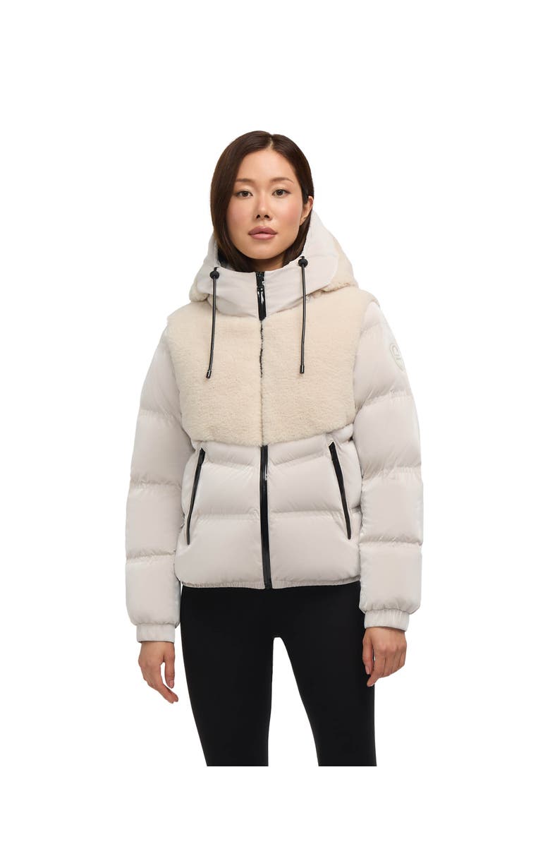 Pajar Nephele Mixed Media Short Puffer with Fixed Hood, Main, color, Champagne