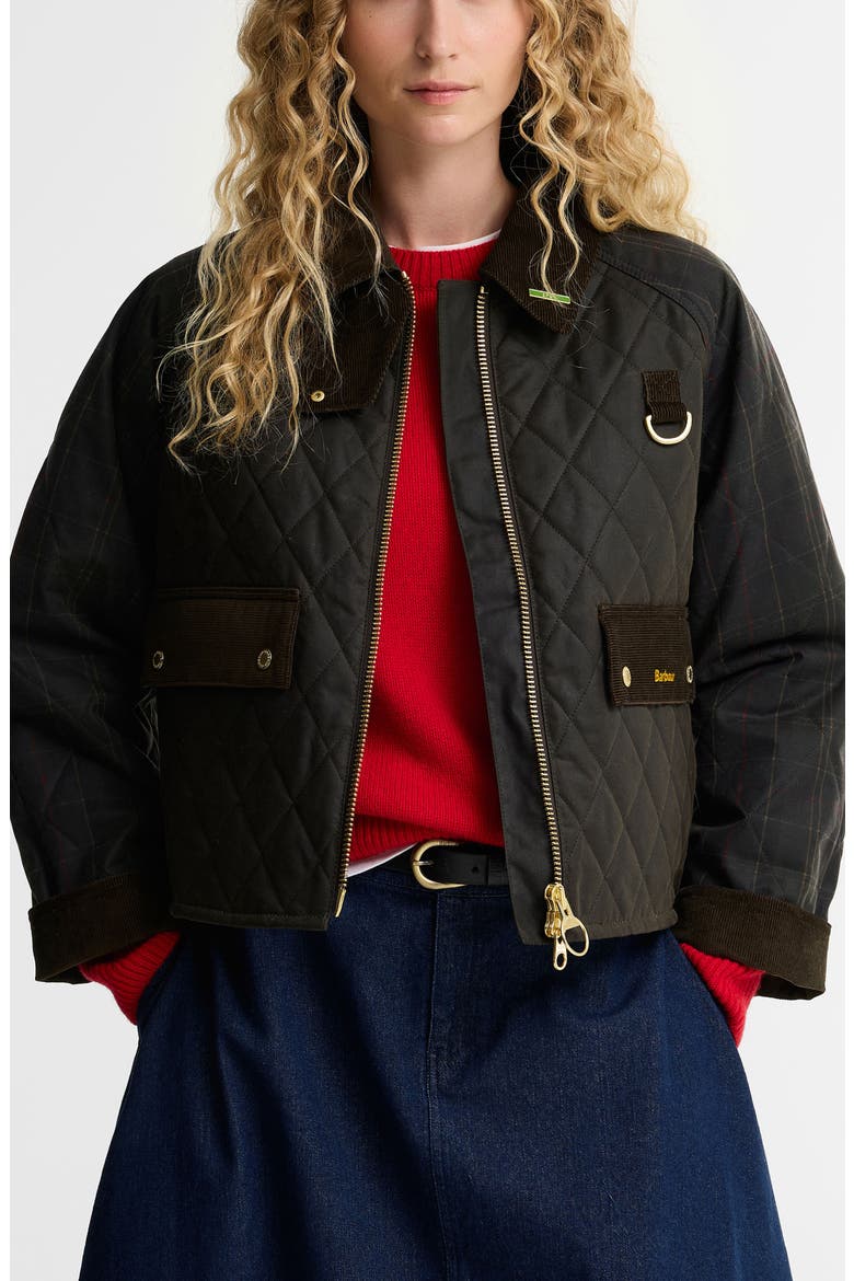 Tartan Reimagined Icon Quilted Waxed Cotton Jacket, Main, color, OLIVE/ CLASSIC