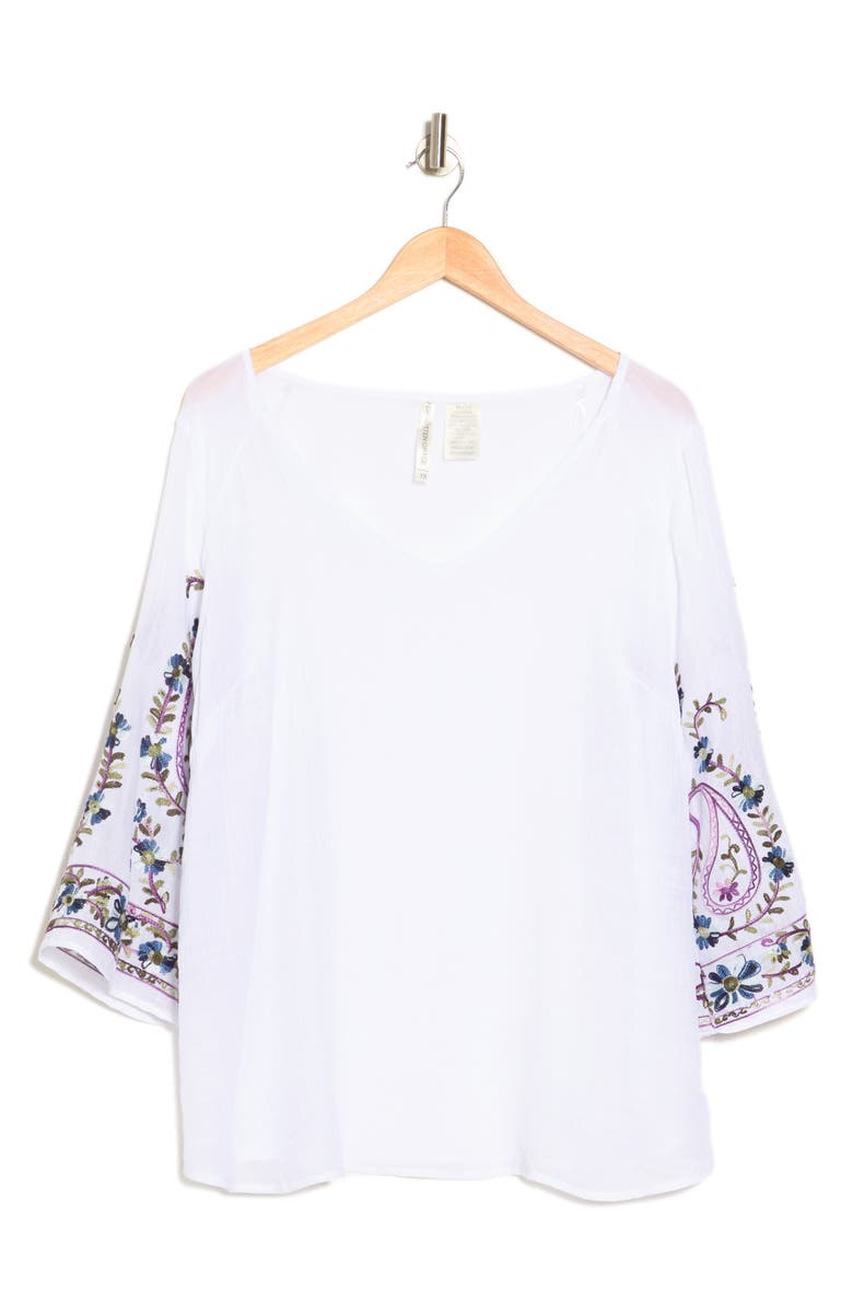 Forgotten Grace Floral Embroidered Sleeve Tunic Top, Alternate, color, 