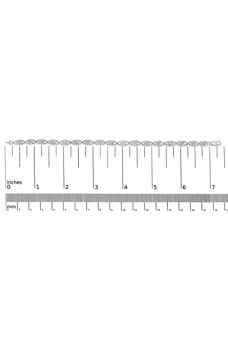 Haus of Brilliance Silver Diamond Accent Heart Link Bracelet - 7.25", Alternate, color, White