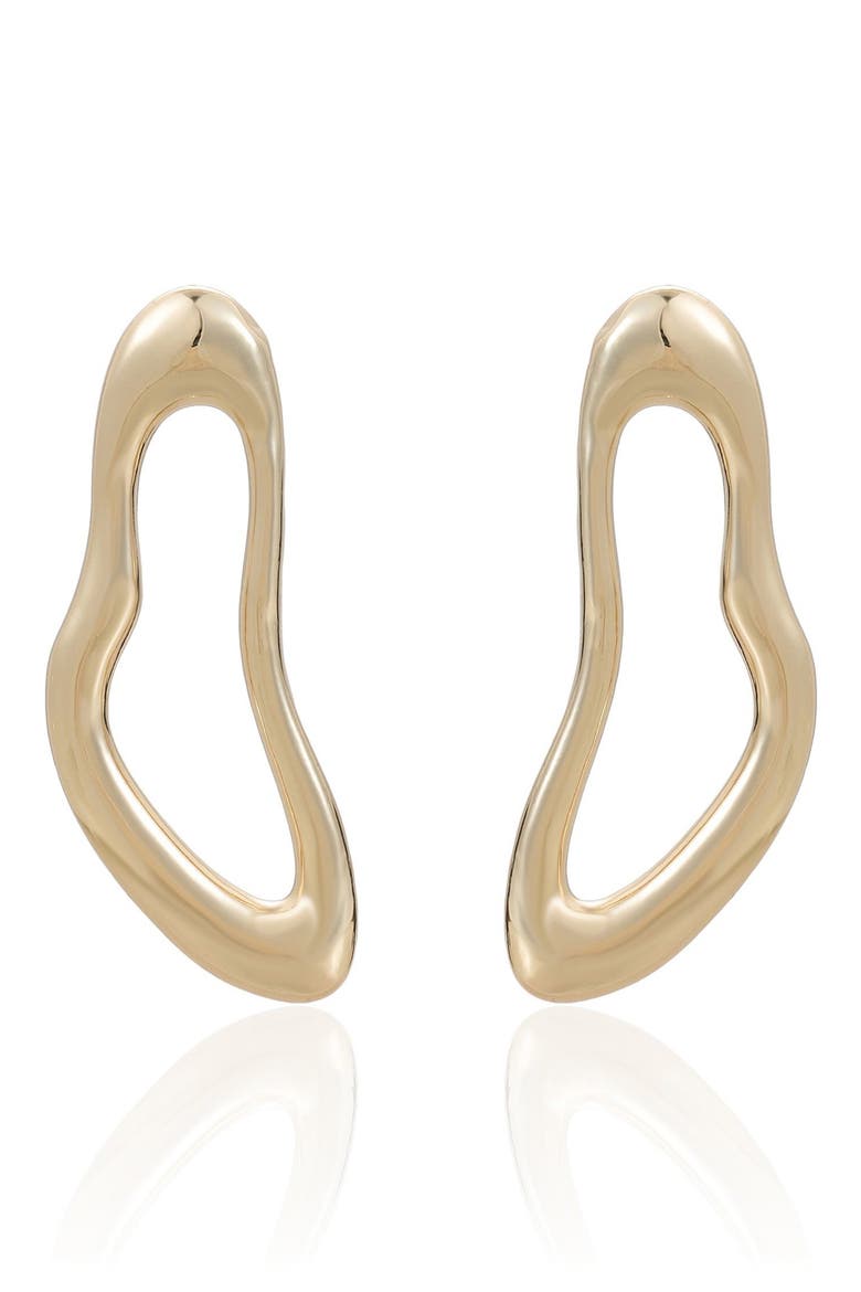 Melted Circle Earrings, Alternate, color, GOLD