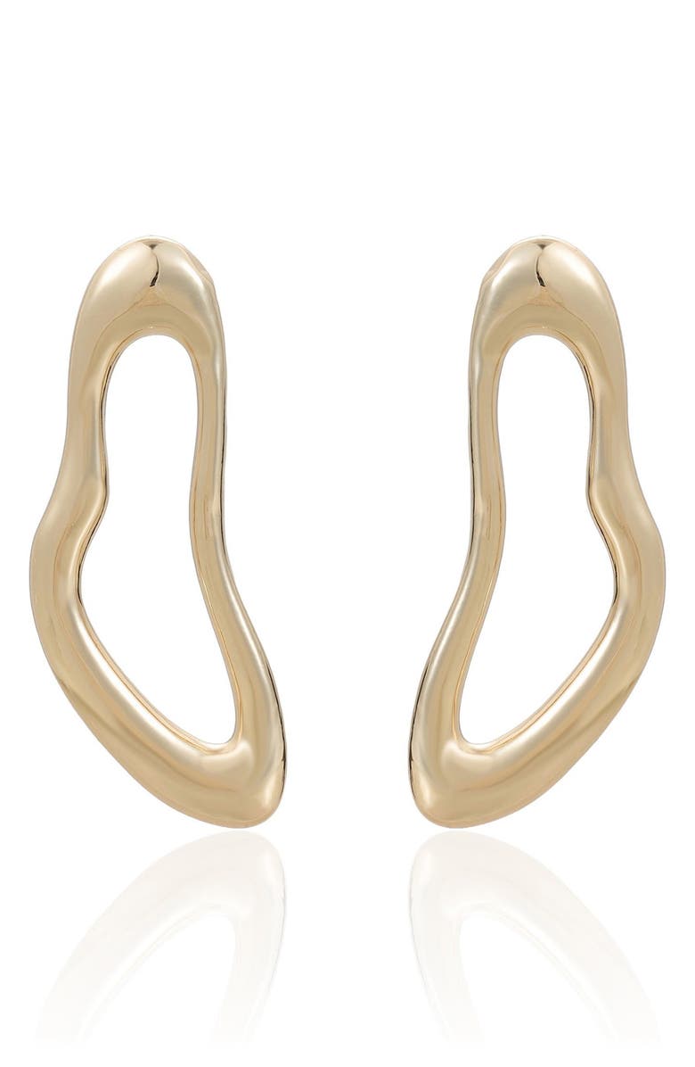 Ettika Melted Circle Earrings, Alternate, color, Gold