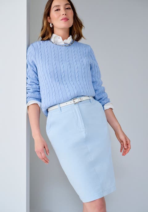 Stretch Cotton Chino Skirt (Plus)
