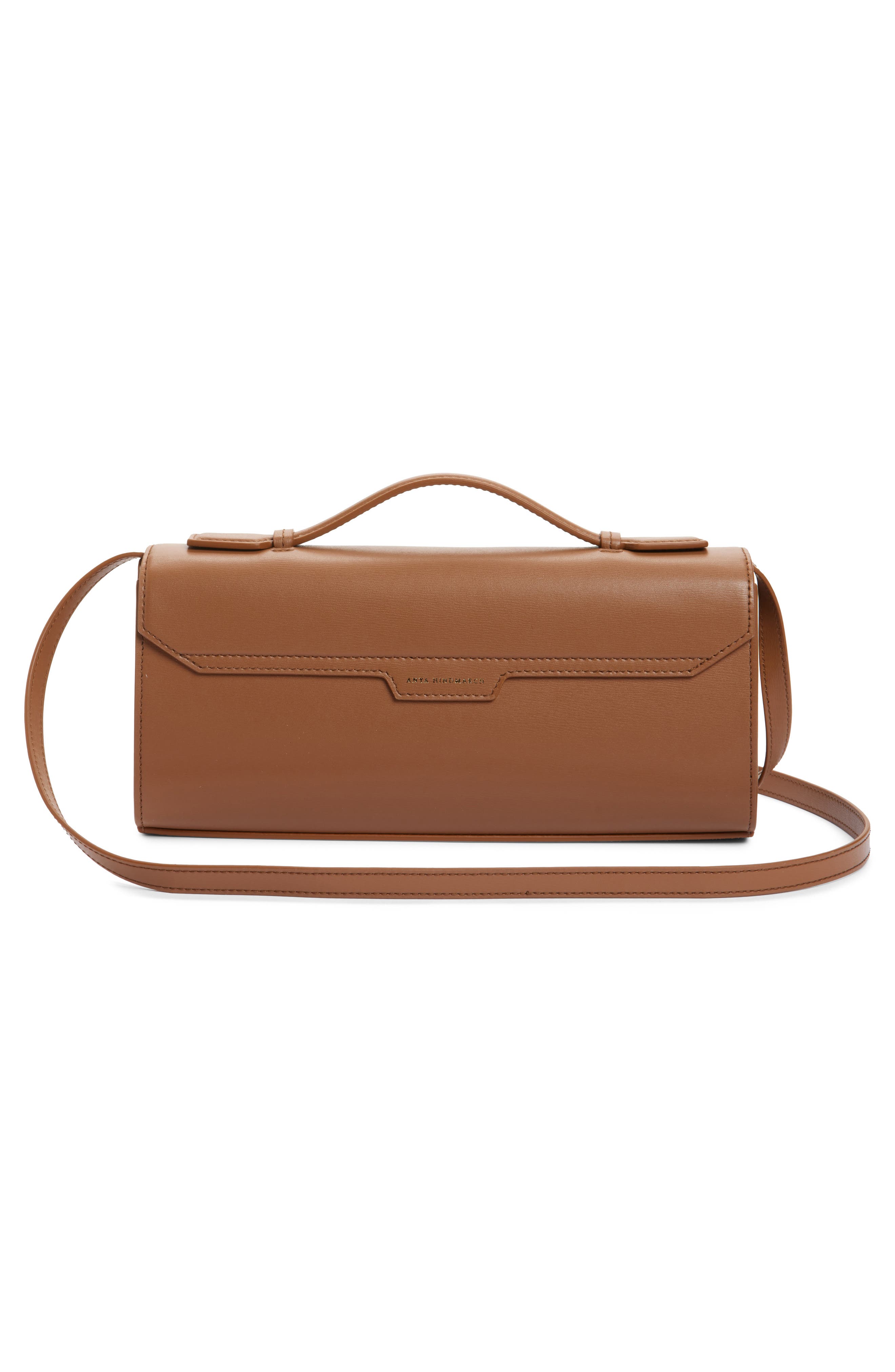 Anya Hindmarch Mortimer Raffia & Leather Clutch, Alternate, color, Pecan