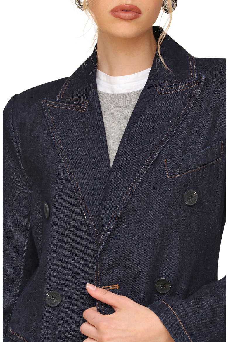 Double Breasted Denim Coat, Alternate, color, RAW INDIGO WASH