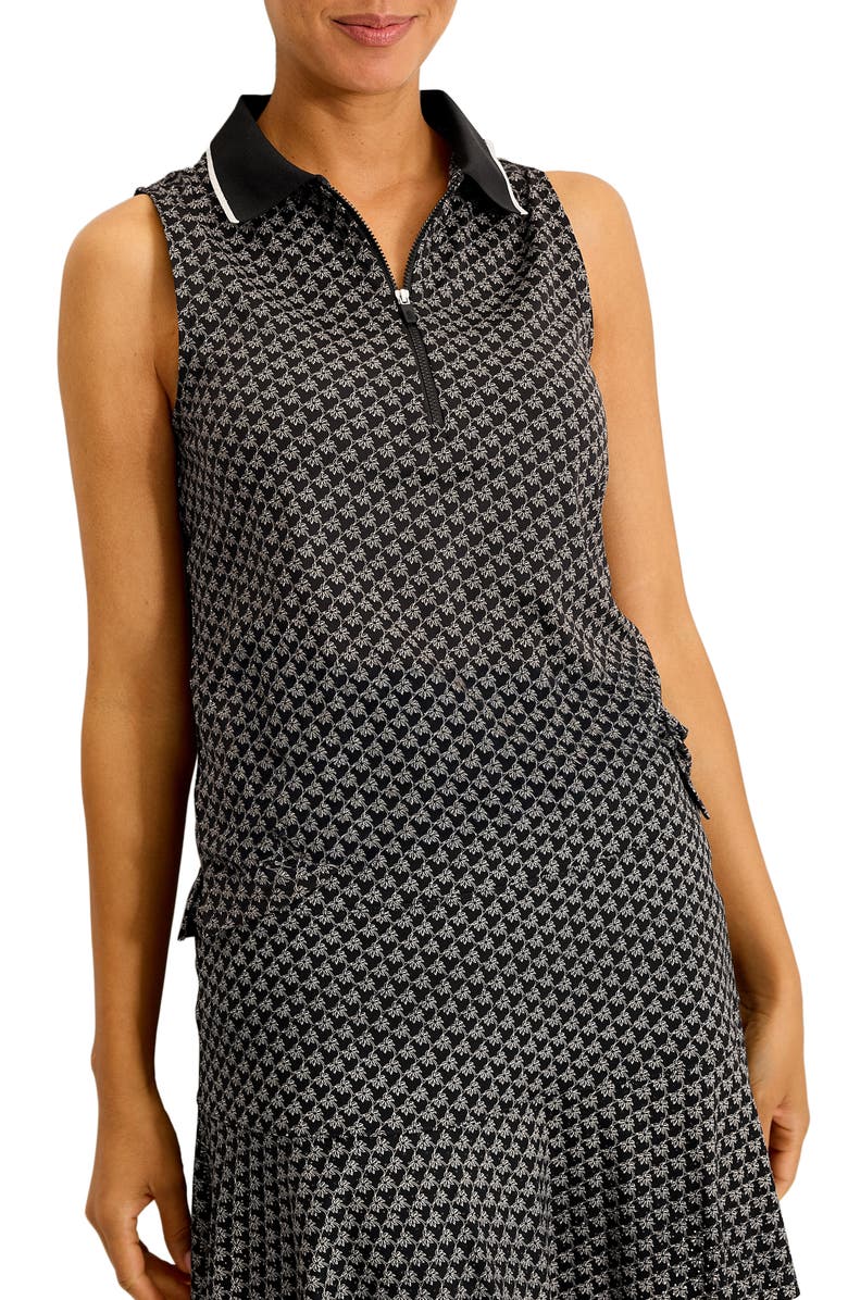 Tommy Bahama Abby Puerto Palms Half Zip Sleeveless Polo Top, Main, color, Black