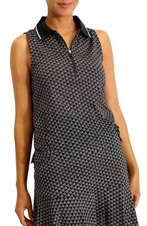 Abby Puerto Palms Half Zip Sleeveless Polo Top