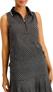 Tommy Bahama Abby Puerto Palms Half Zip Sleeveless Polo Top