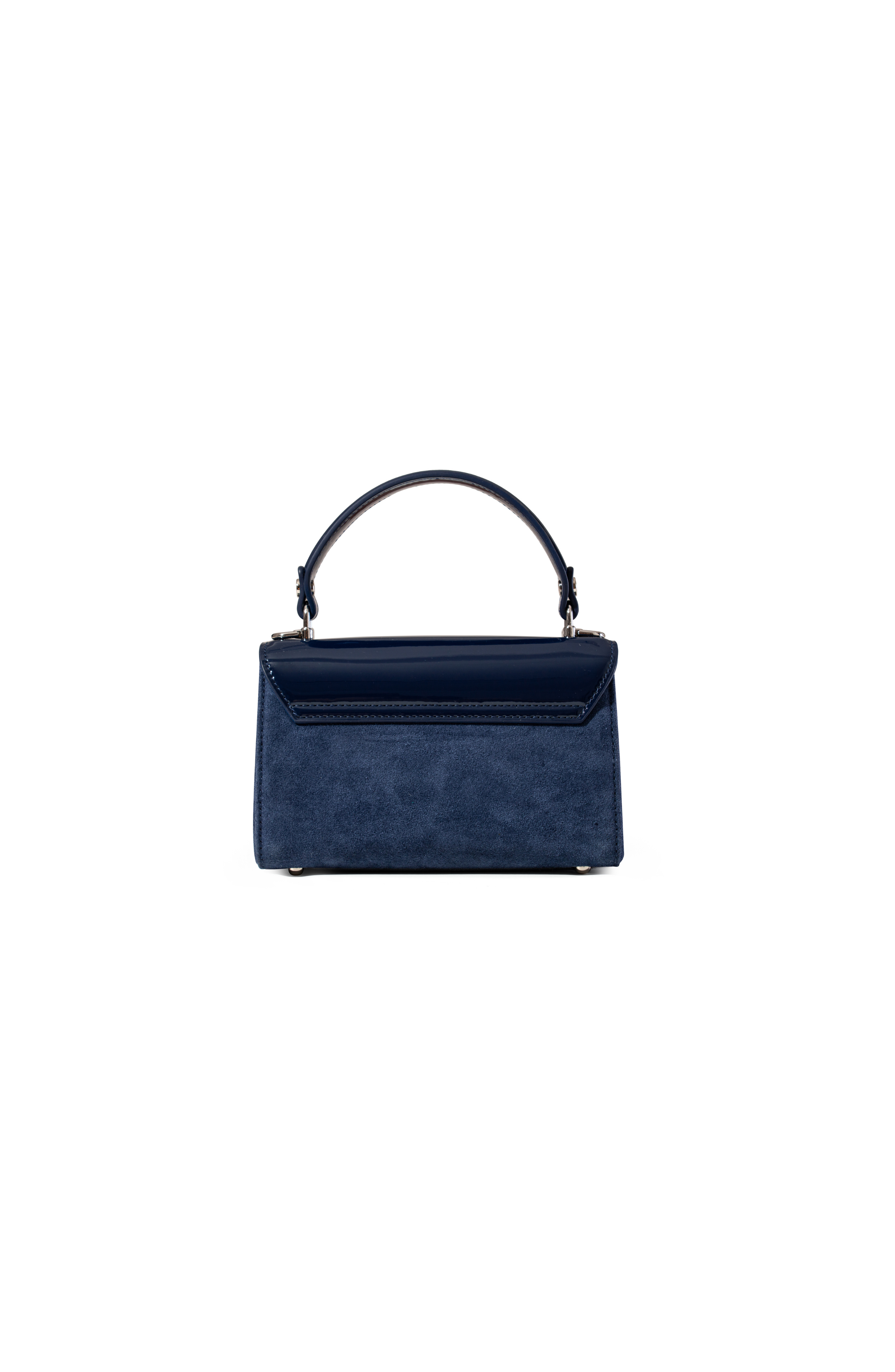 LILI Suede and Patent Leather Top Handle Mini Bag, Alternate, color, Navy