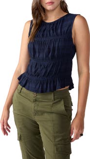 Sanctuary Shirred Sleeveless Top