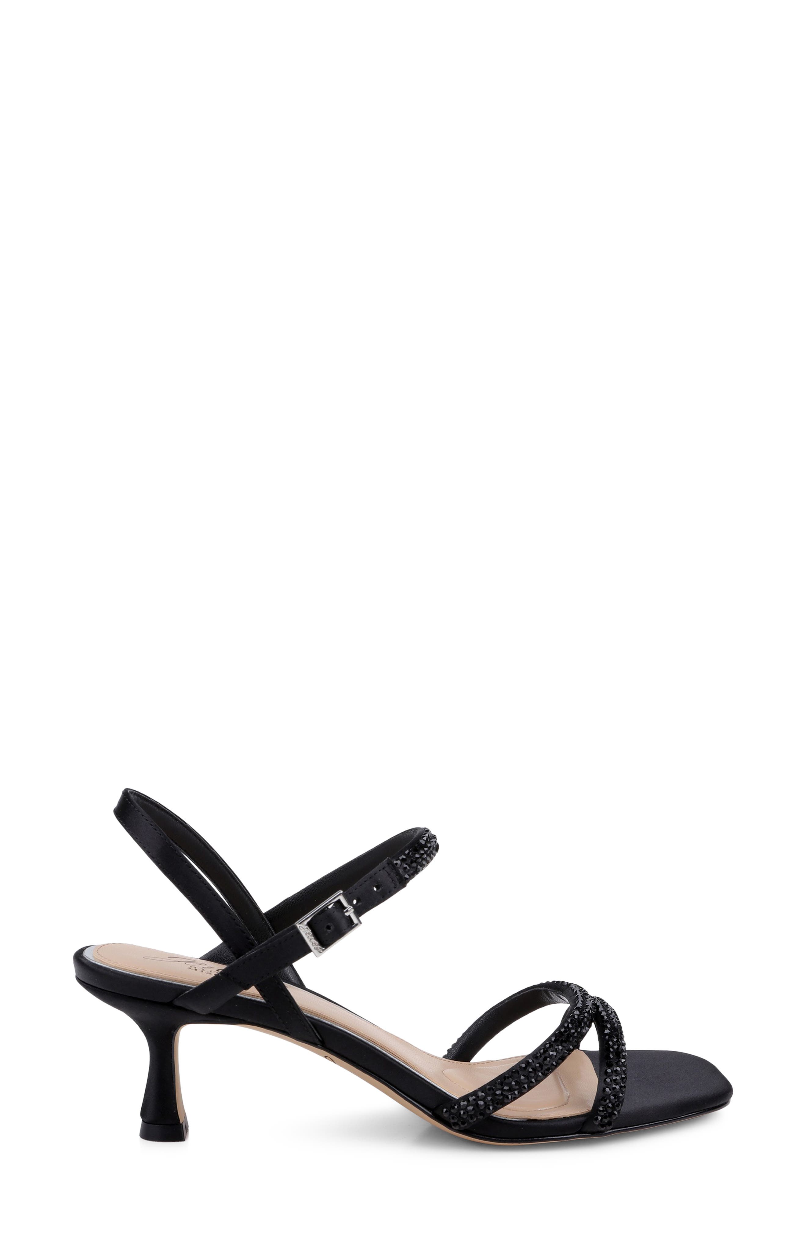 Jewel Badgley Mischka Zianna II Sandal, Alternate, color, Black Satin