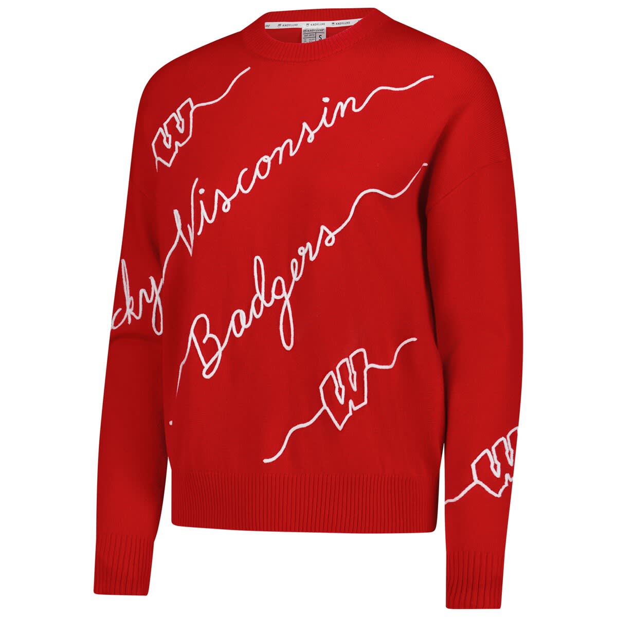 Women's Red Wisconsin Badgers Love Note Embroidered Pullover Sweater - image 2