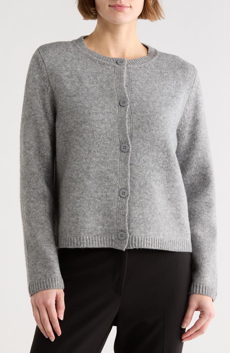 MAX STUDIO Cropped Cardigan Sweater, Main, color, Heather Grey