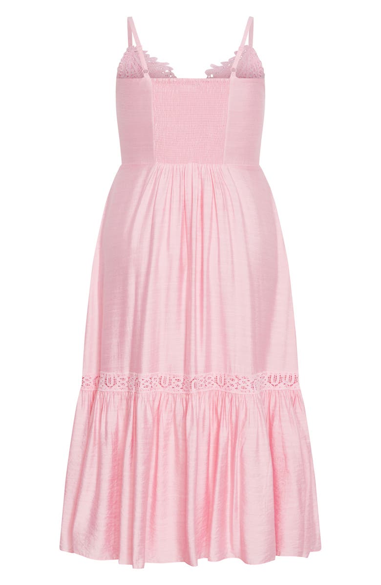 City Chic Brielle Lace Trim Maxi Sundress, Alternate, color, Pout