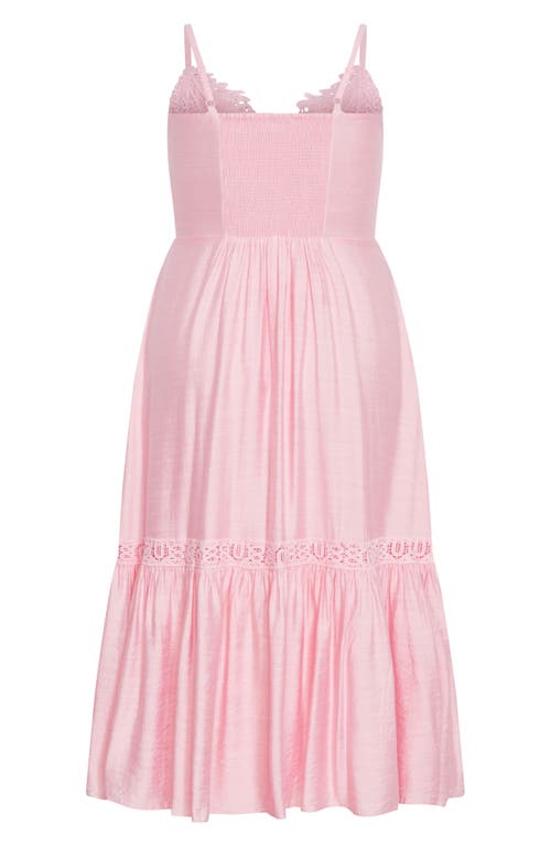 City Chic Brielle Lace Trim Maxi Sundress In Pink