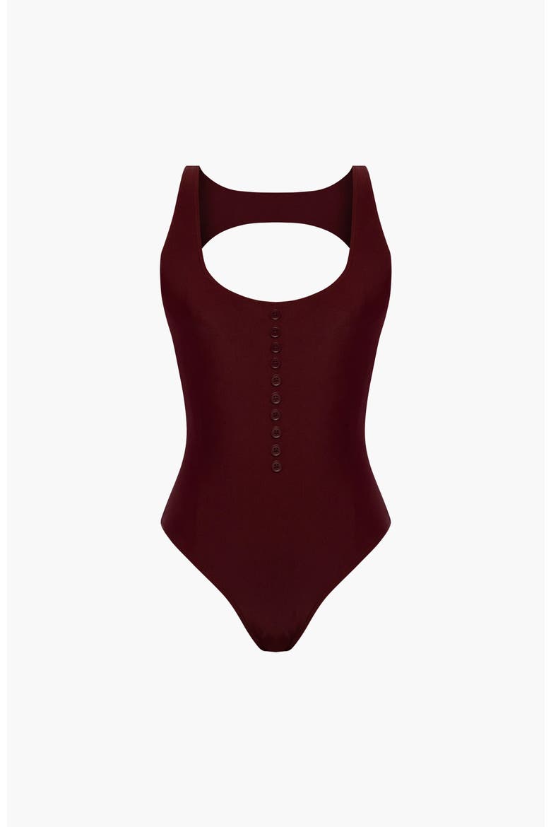 Button One Piece, Main, color, Maroon