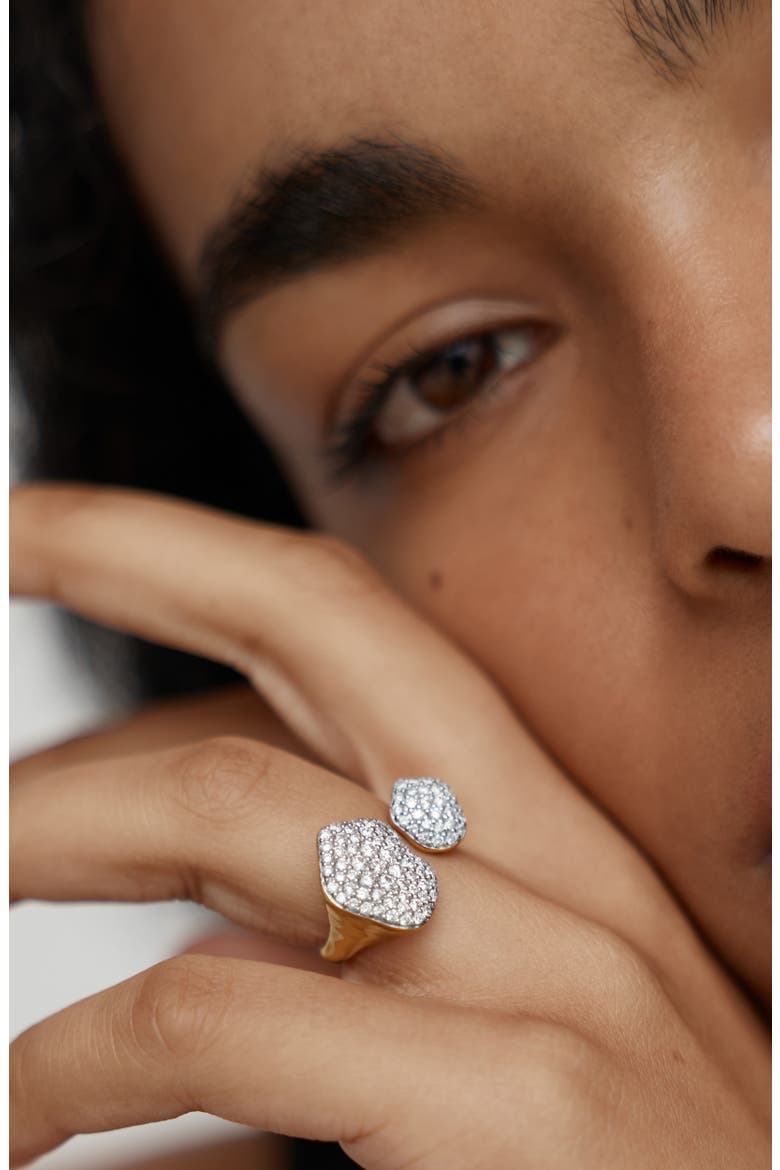 Odyssey Pavé Lab Grown Diamond Open Ring (Online Trunk Show), Alternate, color, 18K GOLD VERMEIL/ LAB DIAMOND