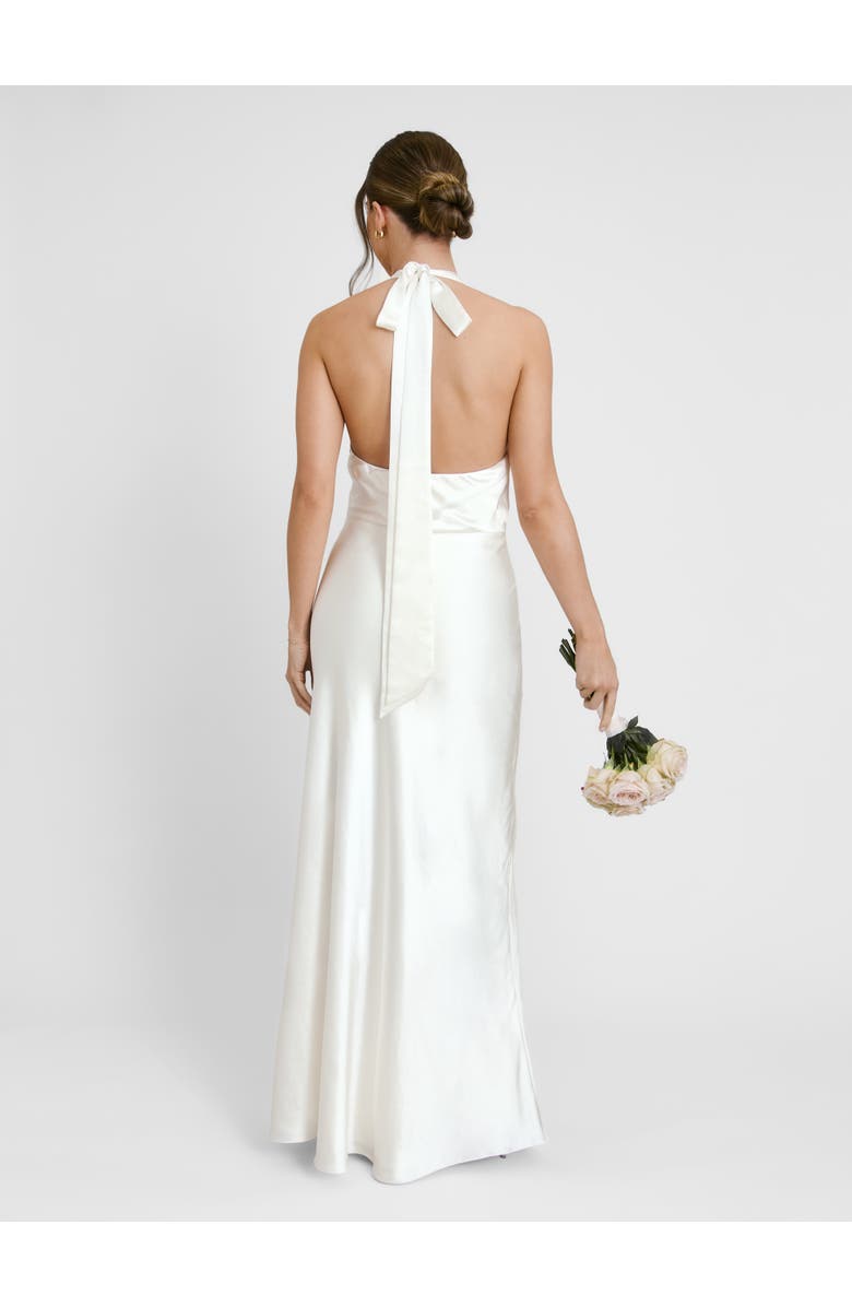 Six Stories Plunge Knot Neck Scarf Bridesmaid Dress, Alternate, color, Ivory